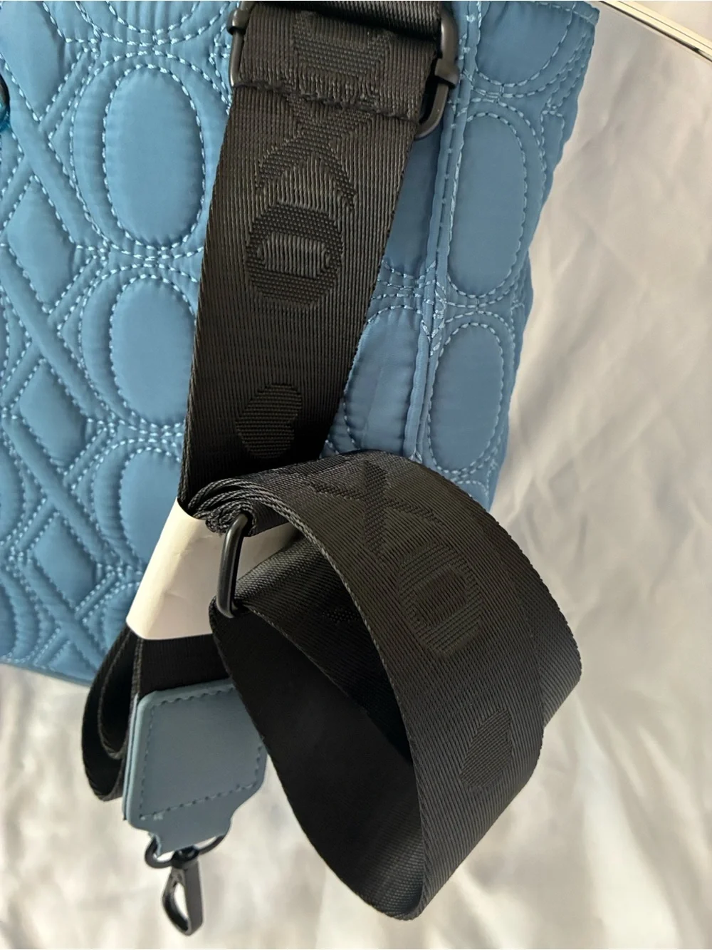 XOXO Quilted Vegan Leather Satchel - Light Blue